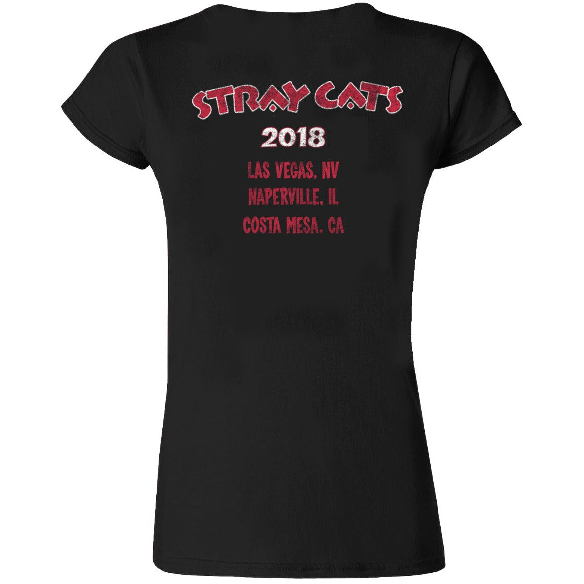 Stray Cats - Ladies Distressed Cat Head Logo Tour 2018 Tee