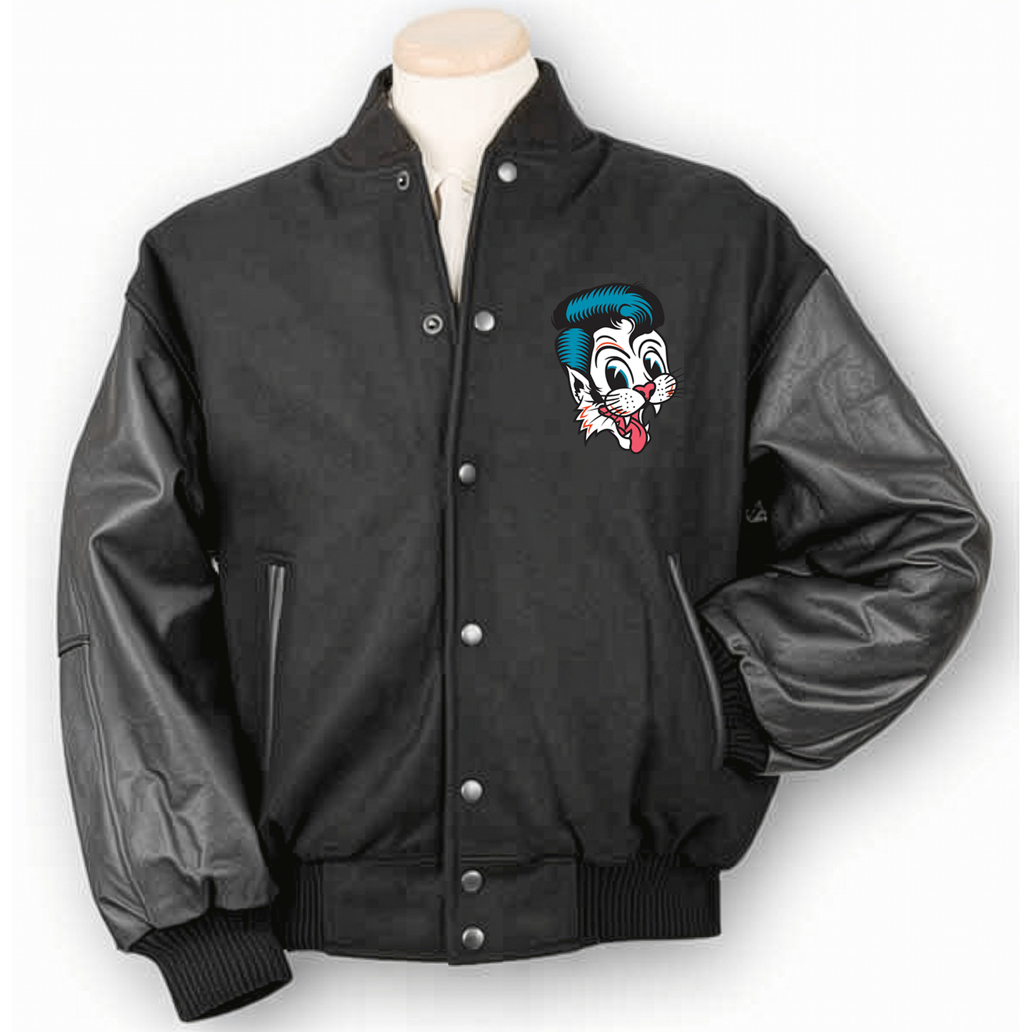 Blue Hair Cat Logo - Varsity Jacket